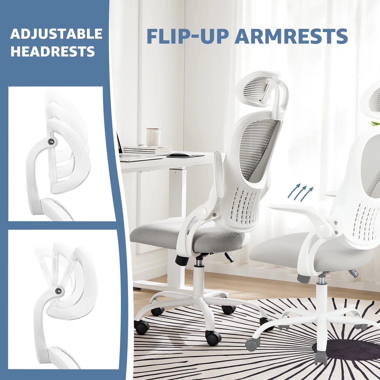 Ergonomic Mesh Office Chair - Adjustable Desk Chair with Headrest