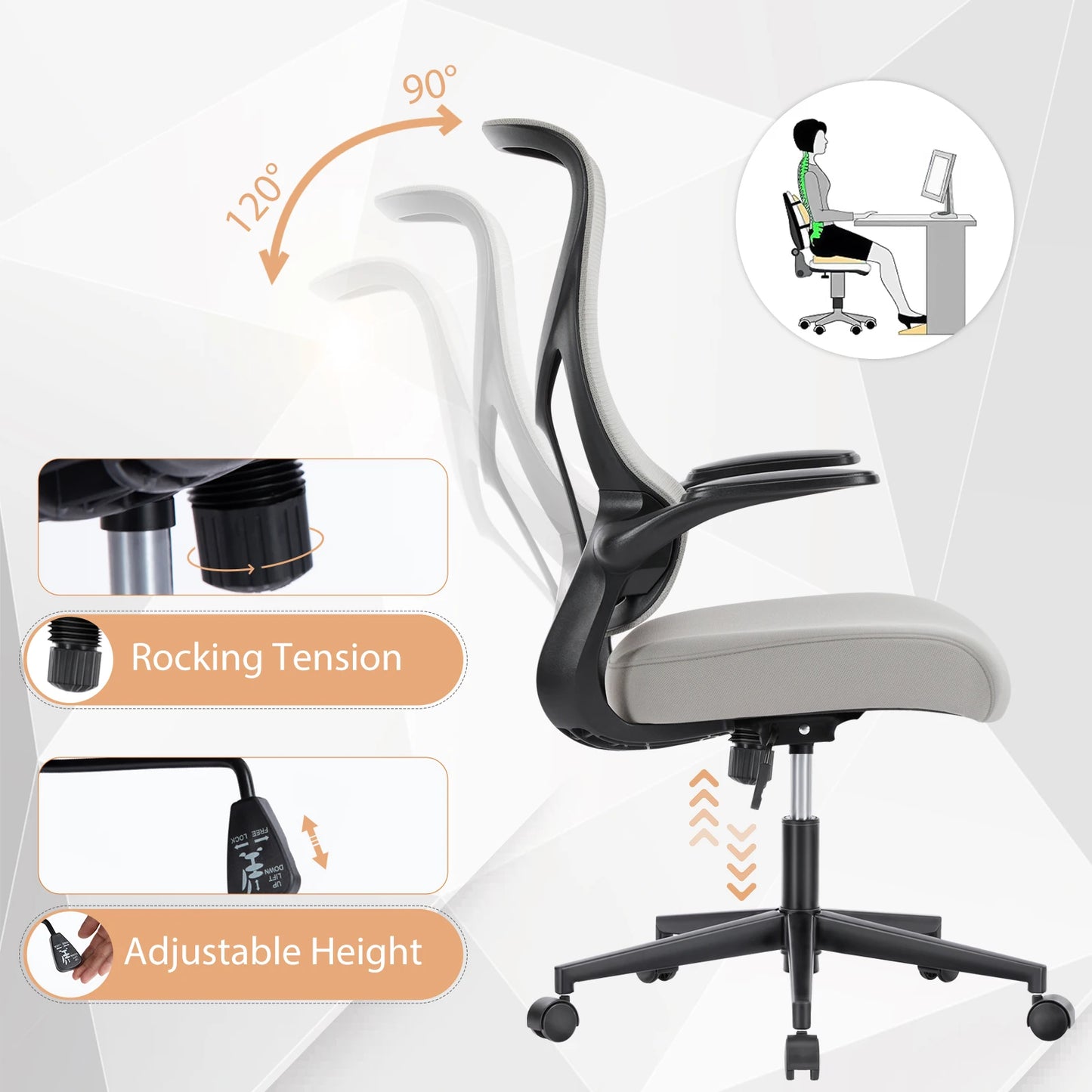 Ergonomic Mesh Office Chair - High Back Swivel Desk Chair