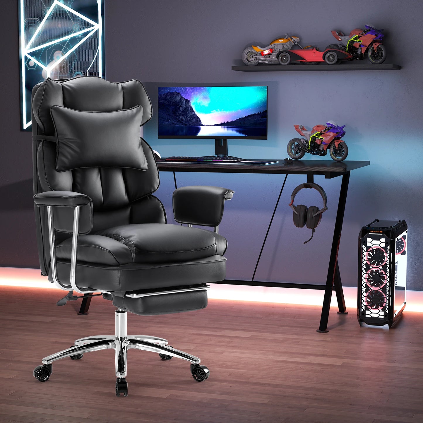 Executive - Ergonomic PU Leather Office Chair with Footrest