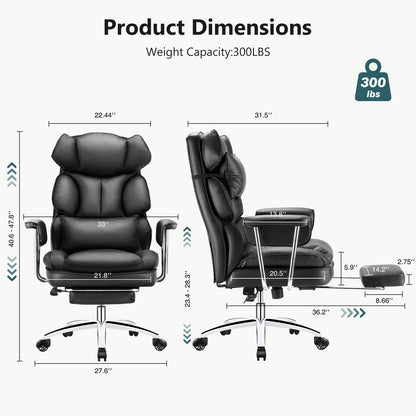 Executive - Ergonomic PU Leather Office Chair with Footrest