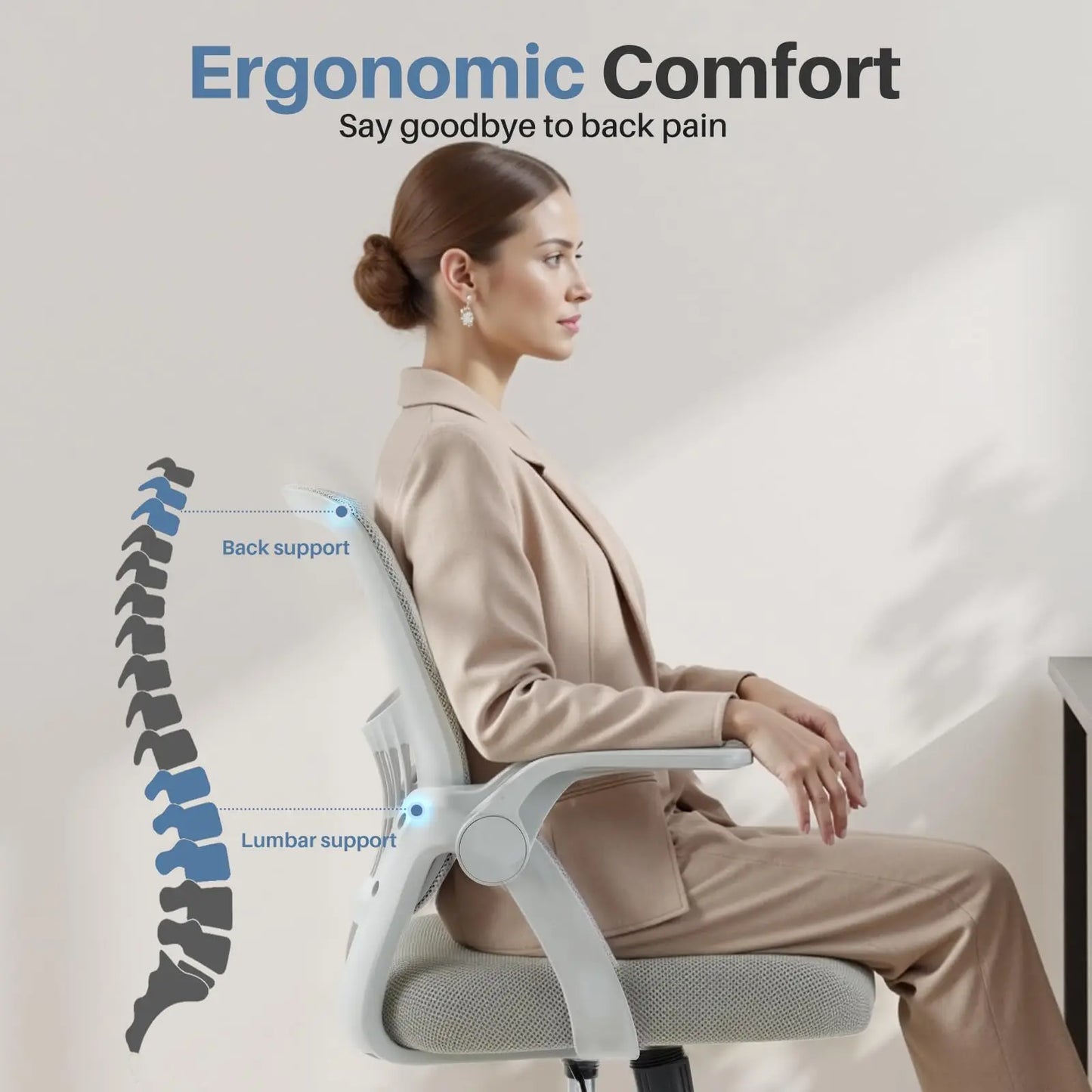 Ergonomic Mid-Back Mesh Office Chair - Lumbar Support Desk Chair