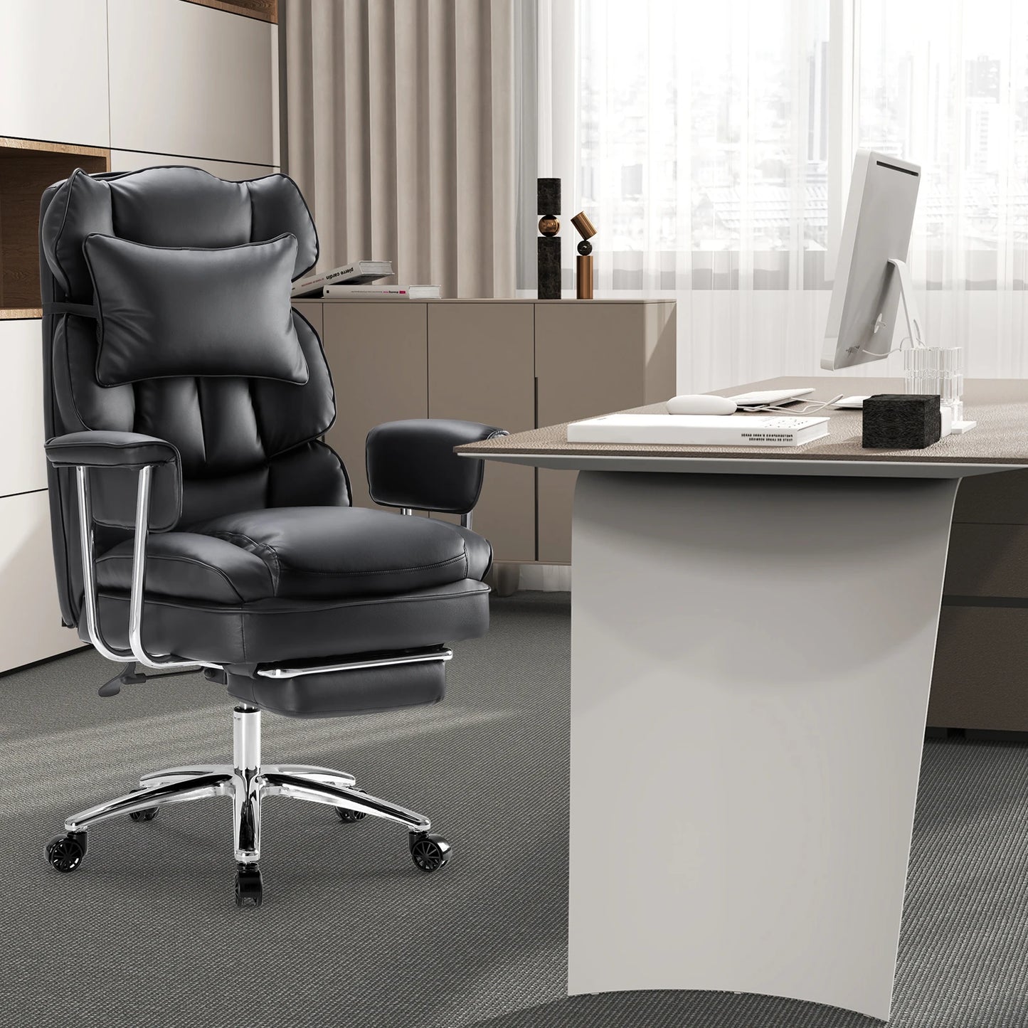 Executive - Ergonomic PU Leather Office Chair with Footrest