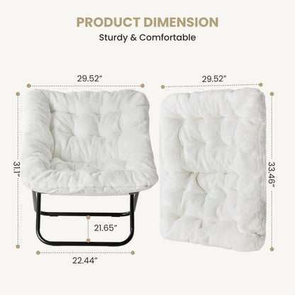 Cozy Saucer Chair - Faux Fur Folding Lounge Chair